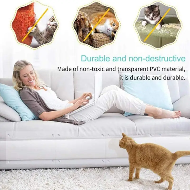 

Cat Scratch Furniture Protector 8X Cat Scratch Tape Transparent Cover Pad Guard For Wall Sofa Carpet Couch Chair