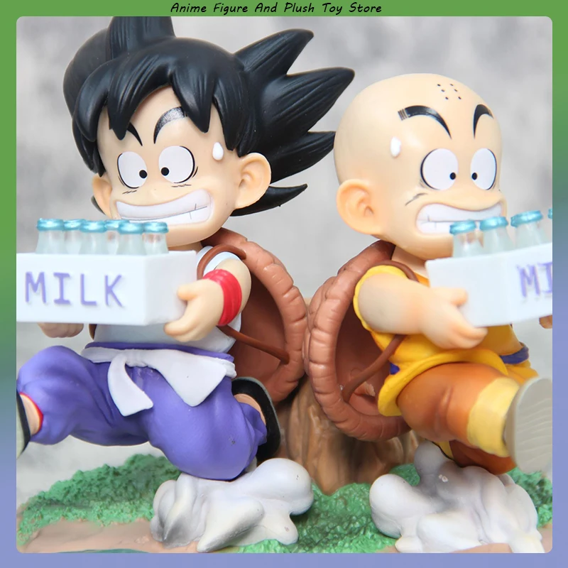 Figuras de Dragon Ball de Anime, estatua decorativa de Pvc, regalos, Son Goku, Krillin, entrega de leche, 15cm