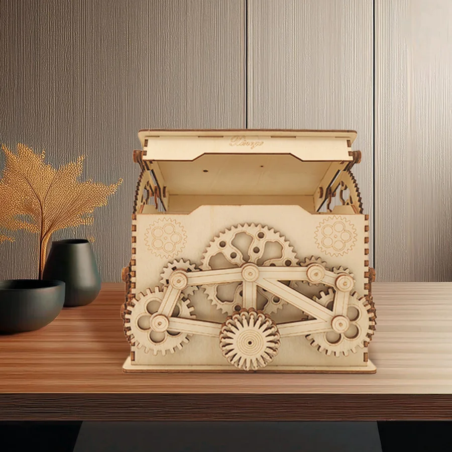 

OUZEY Elegant Treasure Box Wooden Model, 3D Puzzle Advanced Assembly Kit, Sophisticated DIY Gift for Women & Adults