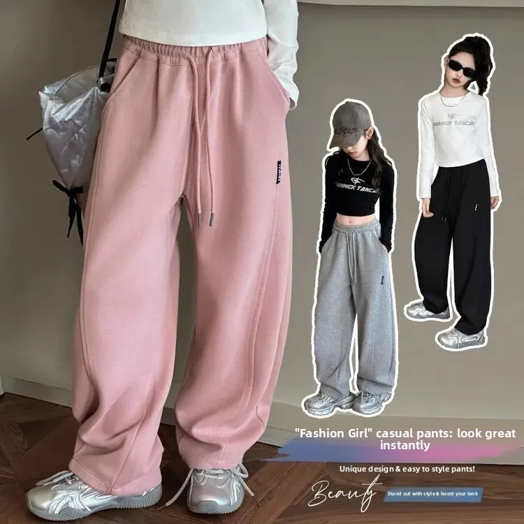 Trendy Loose Straight Leg Pants for Girls Autumn New Style Comfortable Casual Trousers Fashionable Loose Fit Long Pants