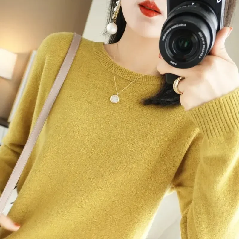 

Women Sweater O-neck Autumn Winter BasicPullover Warm Casual Pulls Jumpers Korean FashionSpring Knitwear Bottoming Shirt 2024