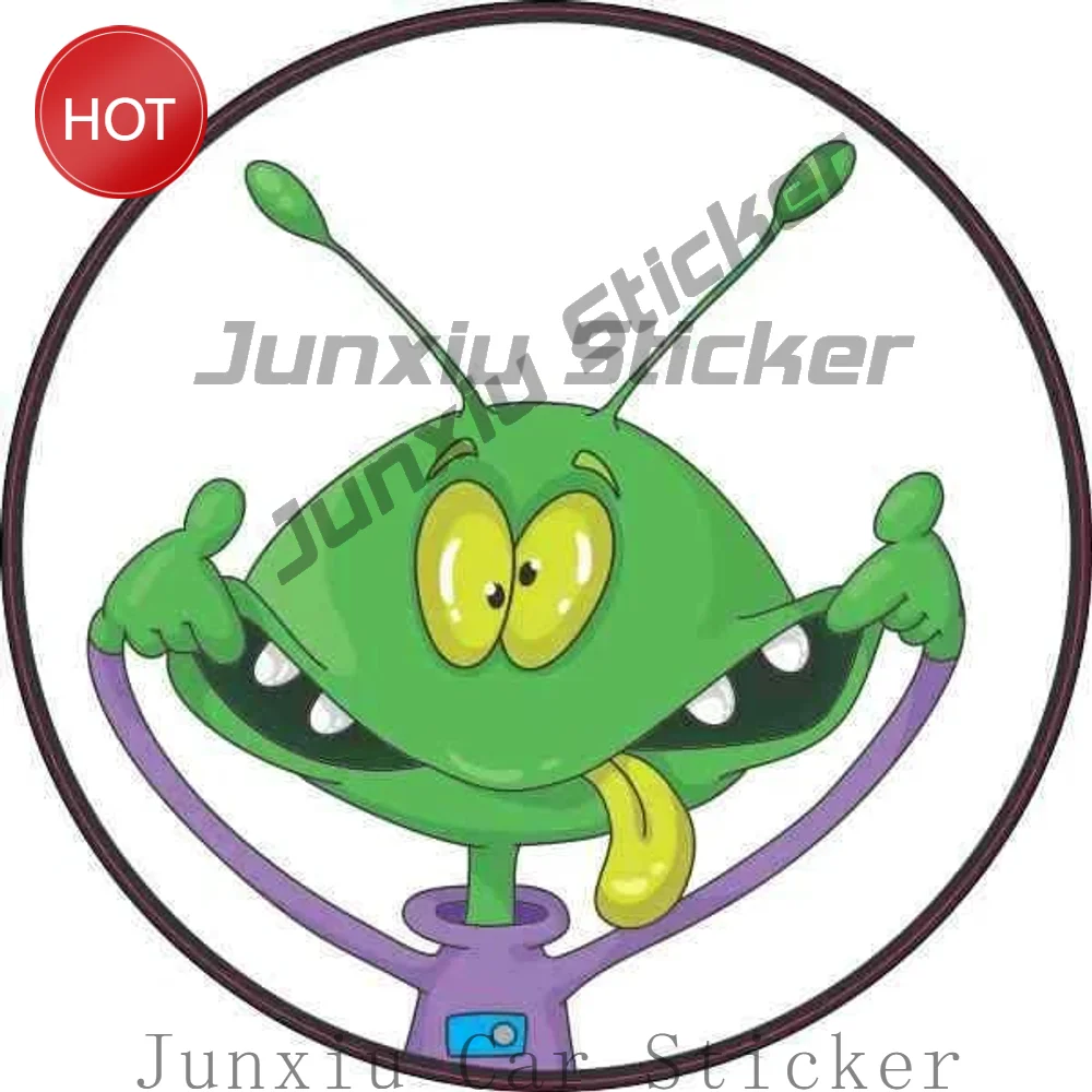Silly Face Alien Vinyl Sticker For Car Bumper And Water Bottle Space Theme Decal For Sci Fi Fans And Alien Art Collectors