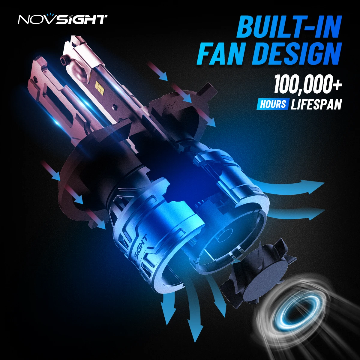 NOVSIGHT N61 السلسلة العامة اللاسلكية |   H4 H7 H11 H13 9004 9005 9006 9007 9012 LED المصابيح الأمامية 100W 6500K الأبيض |   2 لمبات