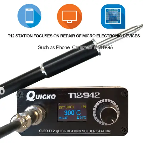 T12-942 m8 lidar com oled mini estação de solda ferro de solda eletrônico digital versão dc portátil sem fonte de alimentação quicko