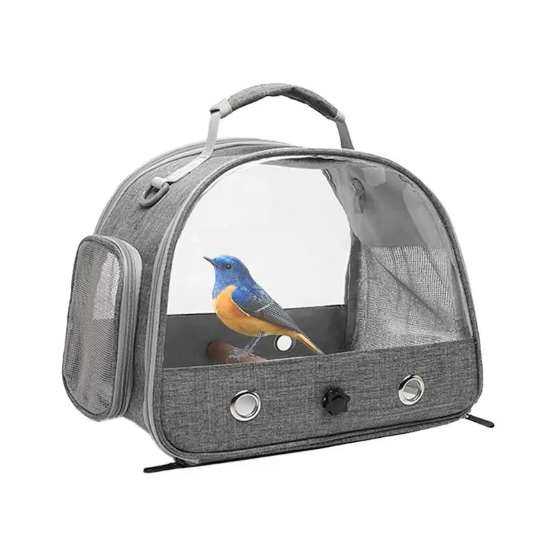 1PC Portable Clear Bird Parrot Transport Cage Breathable Bird Carrier Travel Bag Small Pet Access Window CollapsibleOutdoor Bag