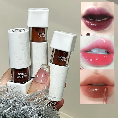 Herorange-brillo de labios con espejo, esmalte de labios brillante al agua, taza antiadherente de larga duración, hidratante no pegajoso, barro labial líquido de alta saturación, regalo de Navidad
