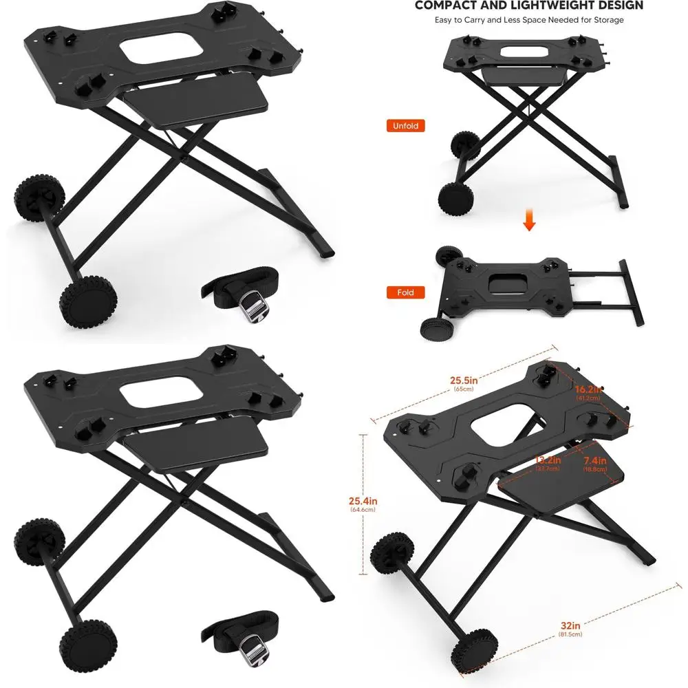 

Sturdy Weber Q Series Gas Grill Cart, Enhanced Stand for Q1000-Q2400 Models, with Folding Shelf and Hooks