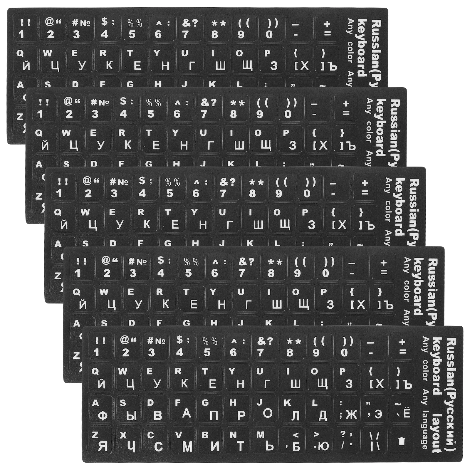 

5 Sheets Russian Keyboard Stickers Black White Matte Desktop Laptop Compatible Easy Installation Reusable Durability Keyboard