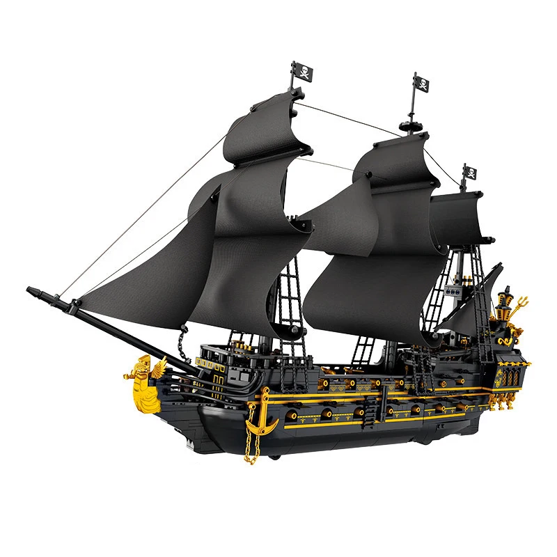 

Black Pirate Ship Building Blocks Set, STEM Educational Toy for Kids & Adults, Creative Puzzle Construction, Unique Gift Idea