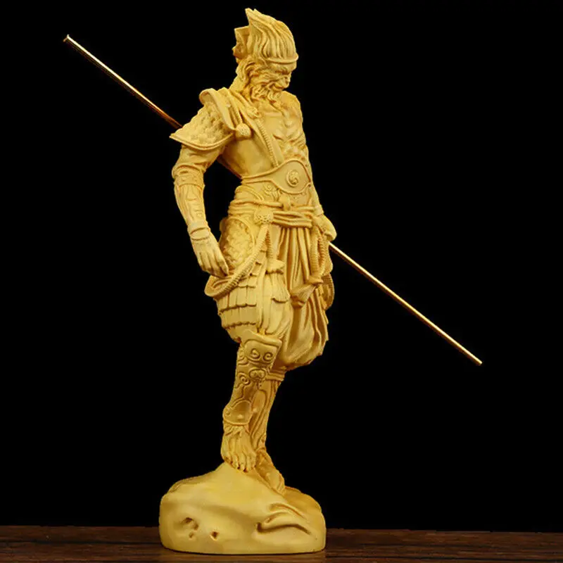 Boxwood The Monkey King Sun Wukong Goku Statue Wood Carving Sculpture Collection