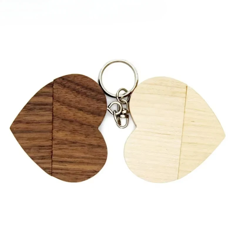 محرك أقراص القلب من خشب القيقب الجميل بسعة 128 جيجابايت وشعار مخصص مجاني ومحرك فلاش USB سعة 64 جيجابايت مع صندوق حديد عصا ذاكرة 32 جيجابايت هدية إبداعية