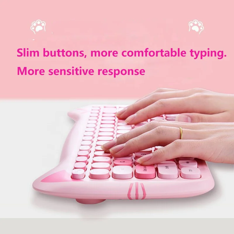 Ensemble clavier et souris sans fil en forme d'animal de compagnie, 2.4GHz, 84 touches, 1600DPI, pour jeu à domicile, bureau, clavier et souris