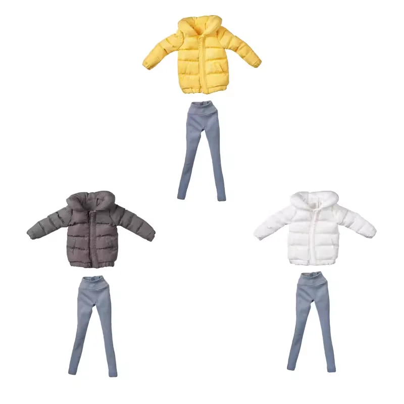 HASUKI 1/12 Scale CS013 Female Winter Casual Down Jacket with Yoga Pants Clothes Model for 6'' Action Figure Body Dolls