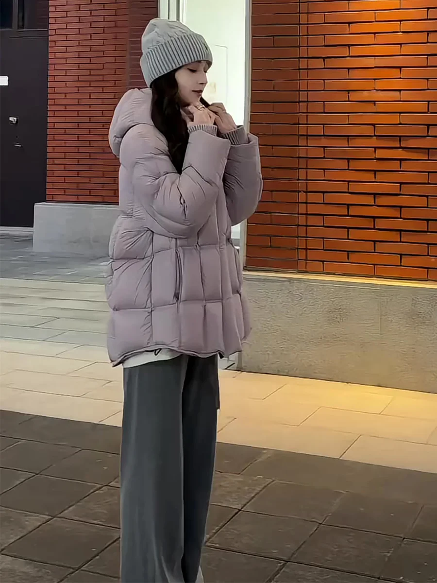 Nuevo soporte nacional para mujer Puffer Jaet 90 blanco Du plumón con capucha abrigo cálido Casual Sle de longitud media pan Sle abrigo