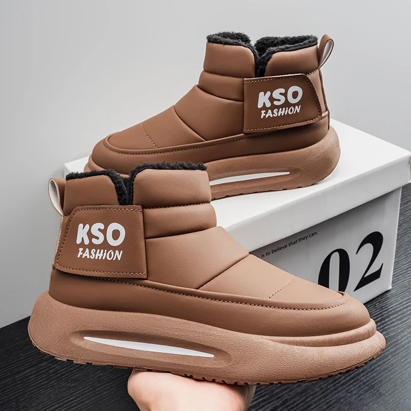 

Light luxury autumn and winter snow boots high-top plush warm leather cold-proof casual shoes bread boots outdoor cotton shoes