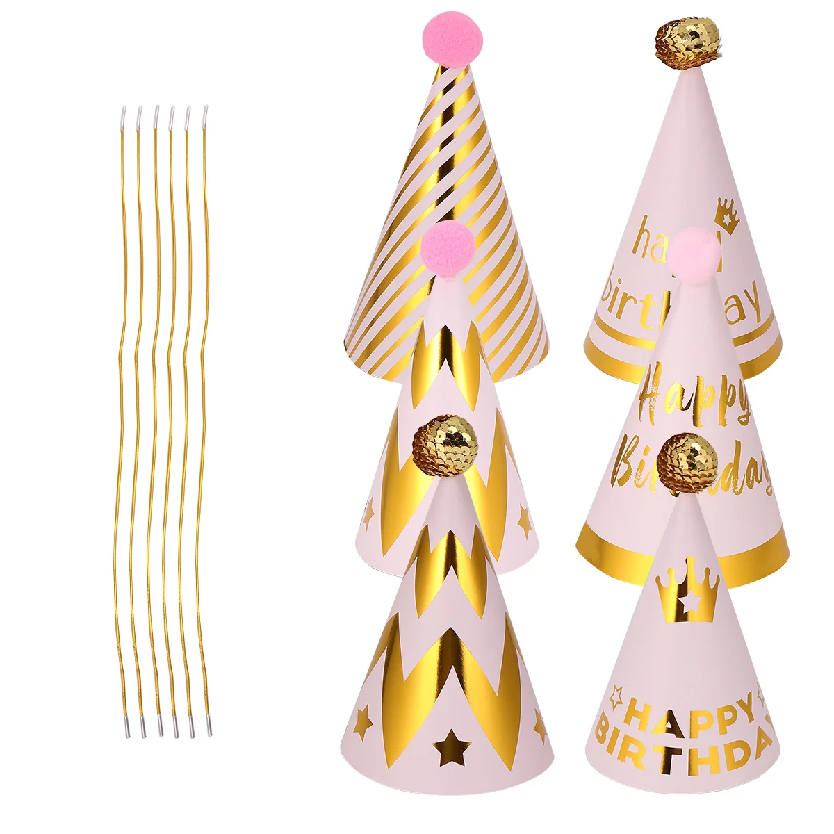

6Pcs DIY Birthday Hats Kids Party Headpiece Sequins Ball Triangle Hat Mixed Colors Costume Kids Birthday Hats Hat Decorations