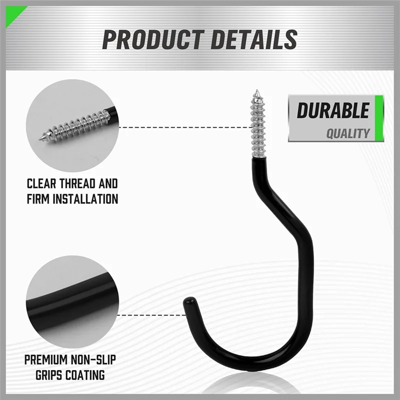 M12k-para garagem bicicleta ganchos de parede montagem no teto 1 conjunto 8 pçs resistente 6 Polegada parafuso no gancho pendurado para armazenamento organização garagem s