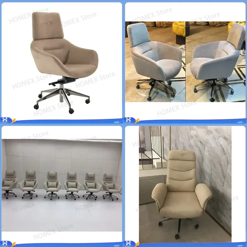 Luxury Beige Leather Executive Office Chair High Back Swivel Computer Desk Chair Ergonomic Business Boss Seat Home Furniture