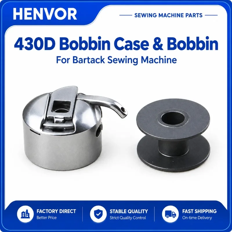 HENVOR Bobbin Case and Bobbin for 430D 1850 1900 1900A Bartack Sewing Machine, Shuttle Case Replacement Parts