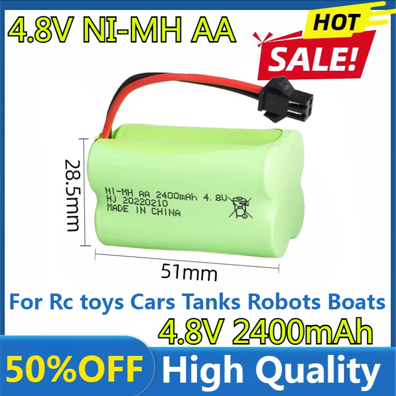 

4.8v Battery 2400mah AA NiMH Battery For Rc toys Cars Tanks Robots Boats Guns 4.8v Rechargeable Battery Pack SM plug with cable