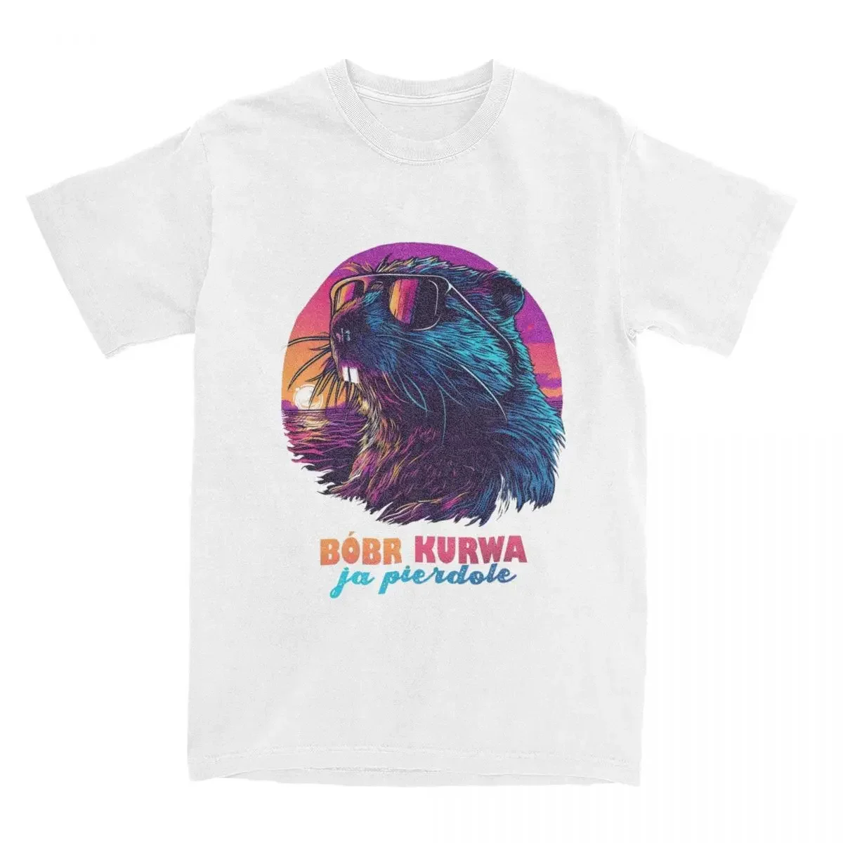 Couple T Shirt Synthwave Polish Beaver Meme Bobr Bober Kurwa T-Shirts Novelty Summer Tee Shirt Streetwear Design Cotton Tops