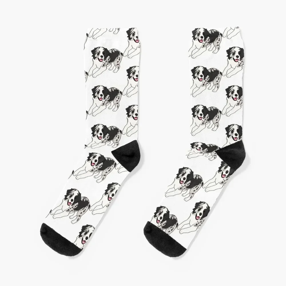 

Wiggle butt Blue Merle Aussie / Blue Merle Australian Shepherd dog Socks set moving stockings luxe Socks Women's Men's