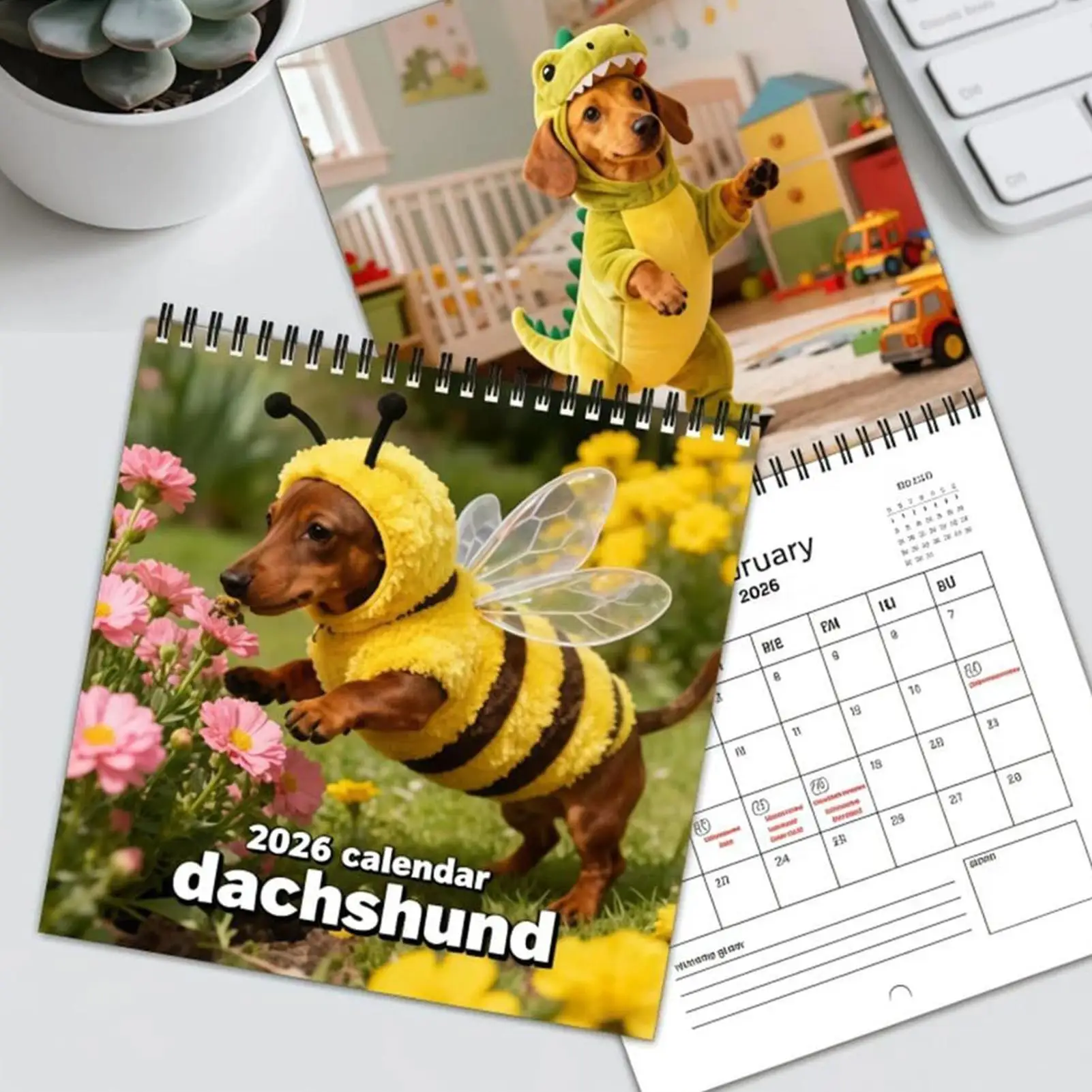 

Dachshund Dog Wall Calendar 2026 Weekly and Monthly Planner for Appointment Home Office Kitchen Fridge Classroom Decoration