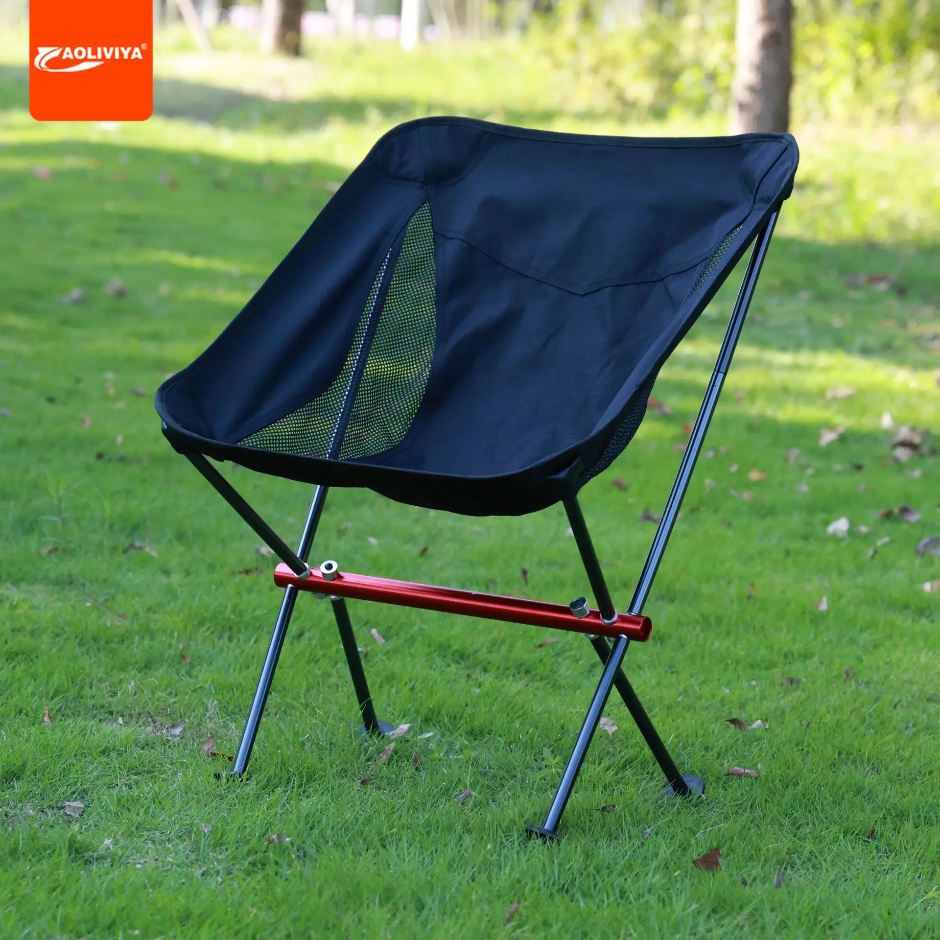 AOLIVIYA Cross-border Outdoor Folding Chair Moon Chair Aluminum Alloy Convenient Lazy Leisure Full Metal Camping Beach Fishing