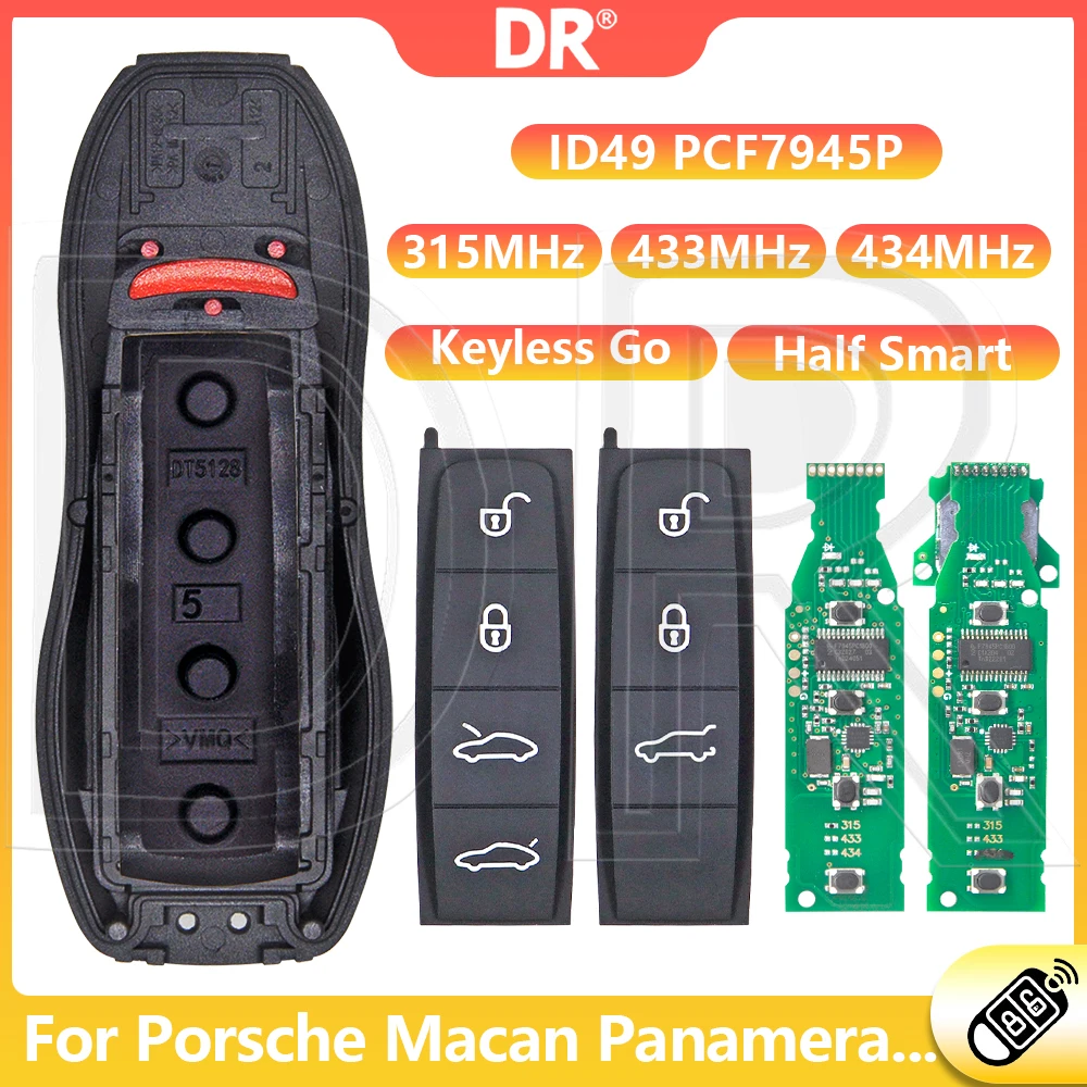 DR3 ID49 315 433 434MHz ID49 Chip Proximity Car Remote Key For Porsche Panamera Cayenne 911 958 981 Macan Boxster Cayman Carrera