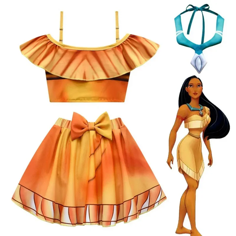 Girls sexy Princess pocahontas Swimsuit Kids Indian Girls Holiday Beach Wear Cosplay costumes for Children halloween Costume 10T