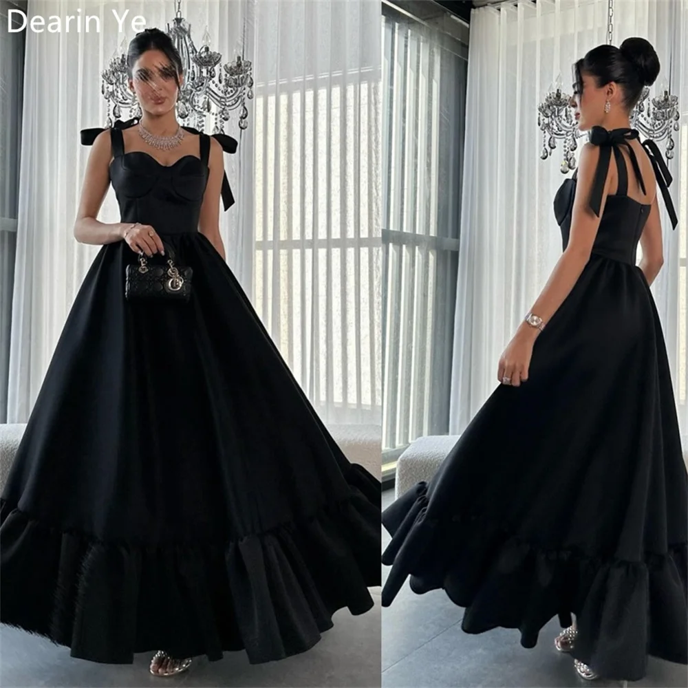 

Customized Saudi Arabia Prom Gown Dearin Spaghetti Strap Ball Floor Length Skirts Bows Open Back Draped Sleeveless Bespoke Occas