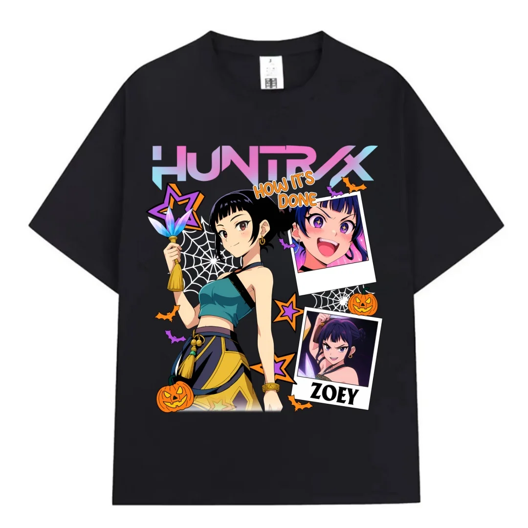 موضة جديدة KPop شيطان الصيادين طباعة الجرافيك تي شيرت النساء الرجال موضة عادية كم قصير قميص تي شيرت Harajuku الرجال الملابس