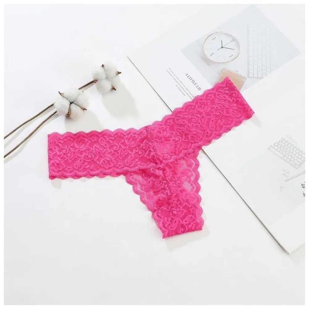 Süße, nahtlose Spitzen-Slips mit niedriger Taille, Tanga mit Schleife, Unterwäsche für Damen, Baumwoll-Zwickel, transparente Netz-Spitzen-Slips – Detail 3