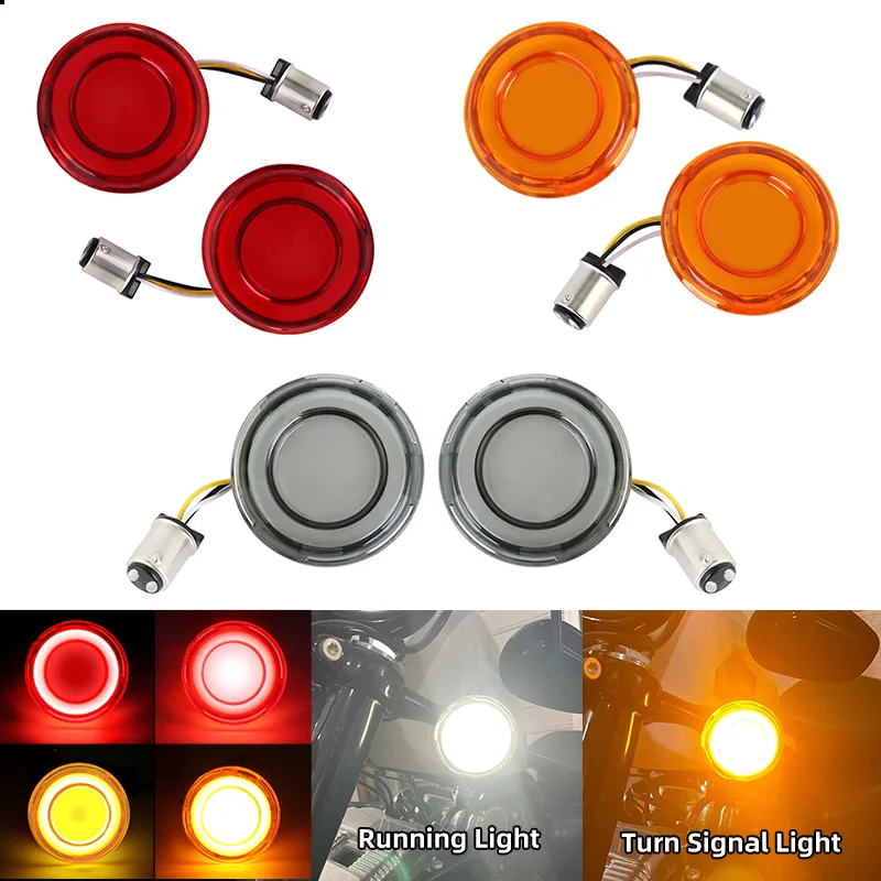 For Harley Touring Electra Glide Sportster XL883 1200 X48 72 Dyna Motorcycle 1157 Front Turn Signal Bullet Light Red Gray Yellow