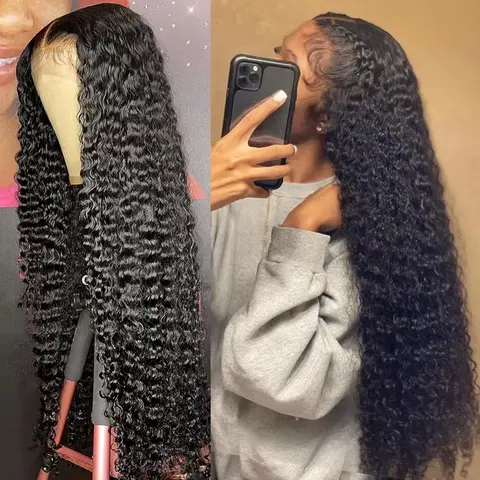 13x4 13x6 HD Transparent Lace Deep Wave Frontal Wig 40-42Inch JerrlyCurly Lace Front HumanHair Wig For Deep Curly Water Wave Wig