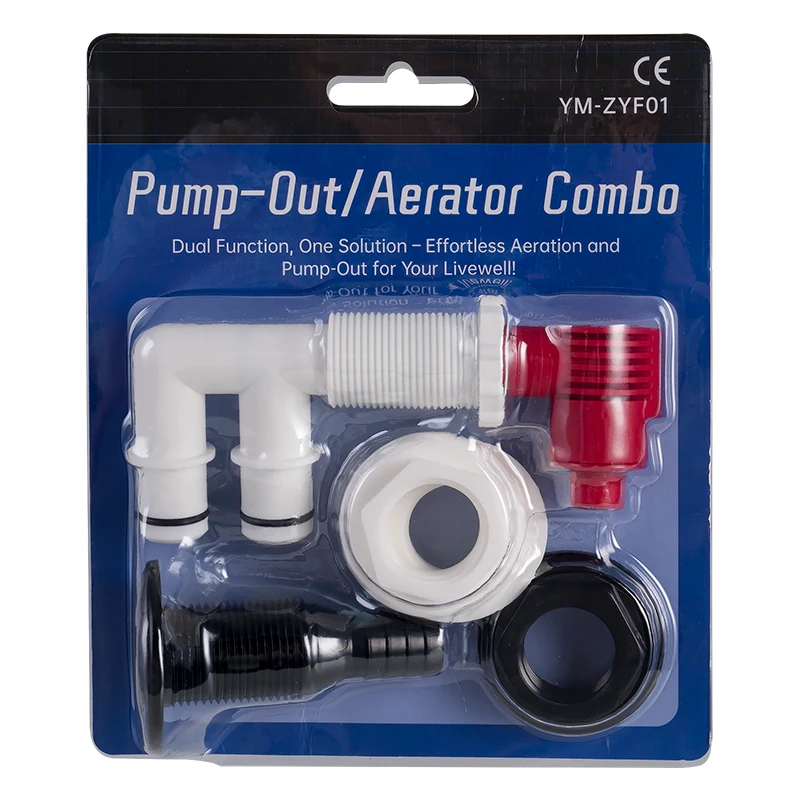 Pump Out Aerator Combo Kit for Livewell Marine Boat RV Water Circulation and Drainage Dual Function Oxygenation System