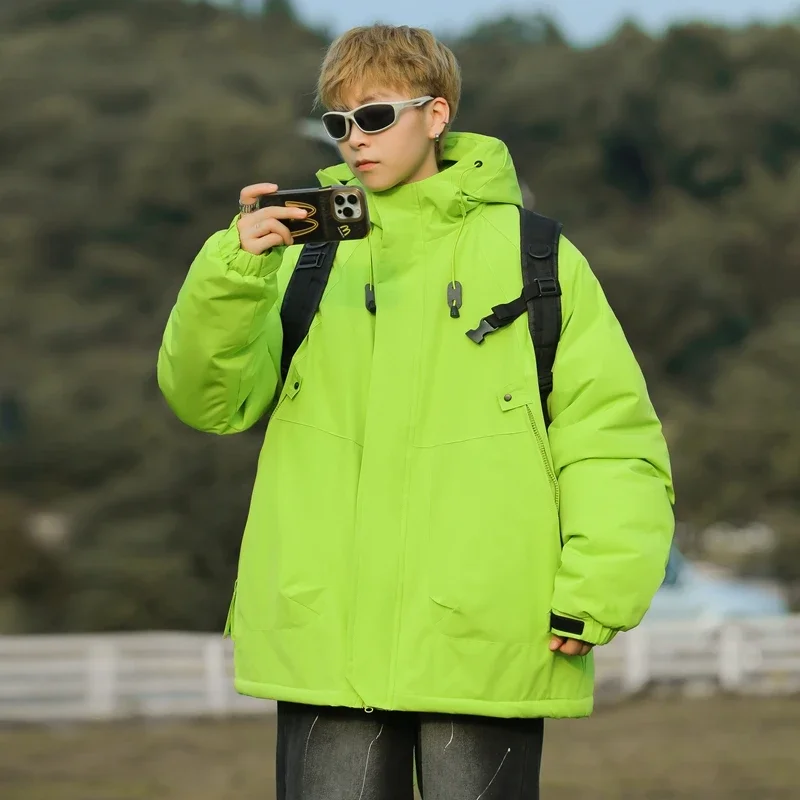 Chaqueta impermeable con capucha para hombre, abrigo cálido de grafeno para viajes al aire libre, color sólido, otoño e invierno, 2024