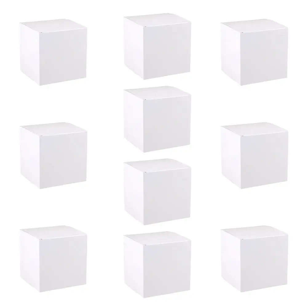 10Pcs Natural White Paper Gift Boxes 12x12x12cm Compact Lightweight Rustic Craft Boxes for Bridesmaid Gifts Mini Ornaments Soaps