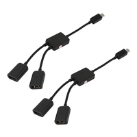 2X Micro-USB Host Cable,Micro-USB Male To 2X Type A Dual USB Female OTG Adapter Converter Hub For Android Tablet Black