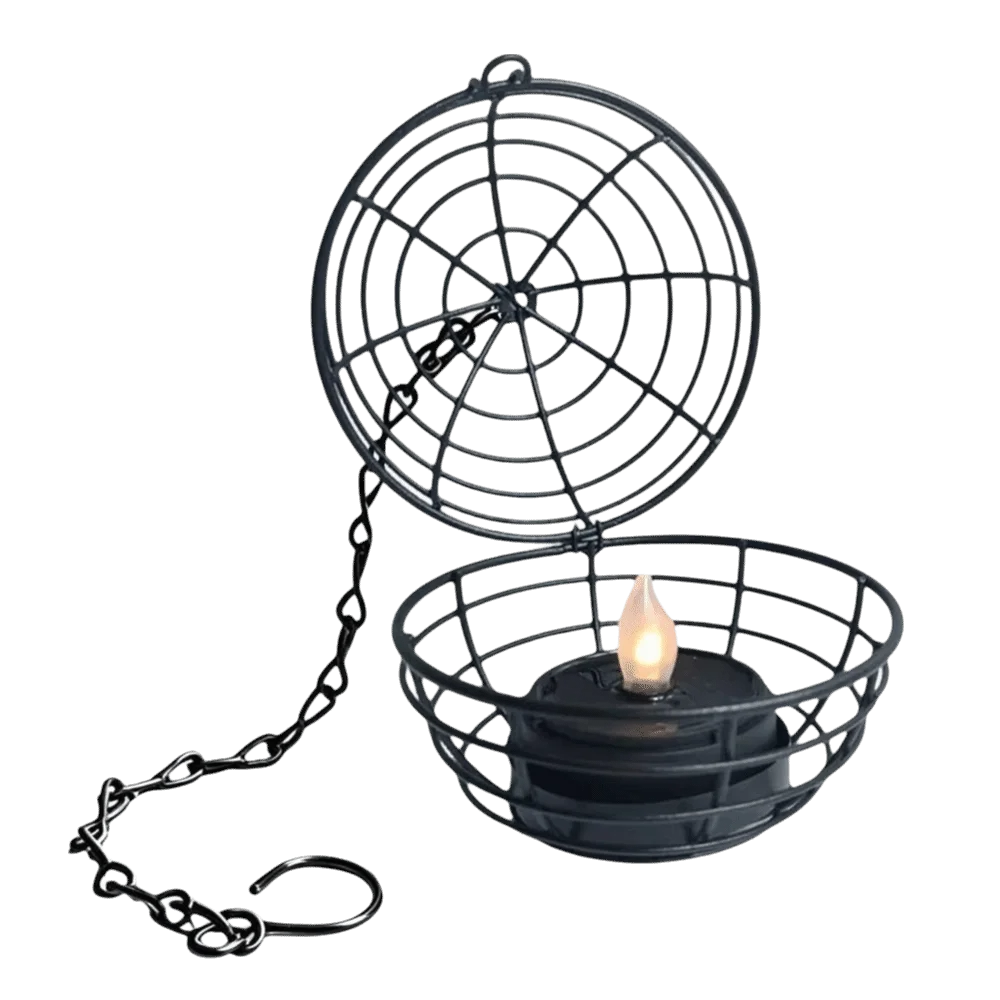 Flickering Lights Solar Hanging Lanterns Waterproof Rust Iron Material Rust Iron Ball Candle Holder Weather Resistant