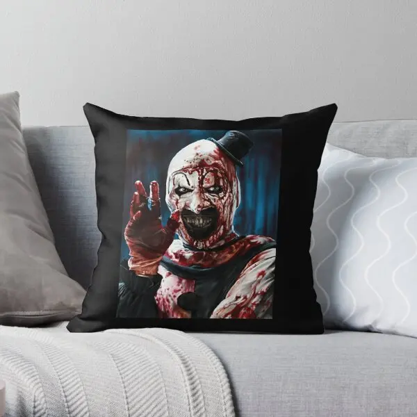 The Clown Drawing Art  Printing Throw Pillow Cover Square Bed Decorative Anime Car Decor Fashion Pillows not include One Side