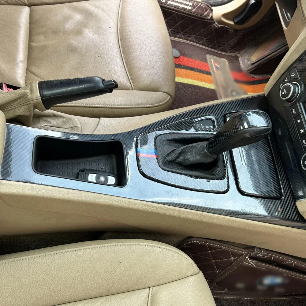 For BMW 3 Series E90 4Doors 05-12 Interior Central Control Panel Door Handle Carbon Fiber Stickers Decals Car styling Accessorie