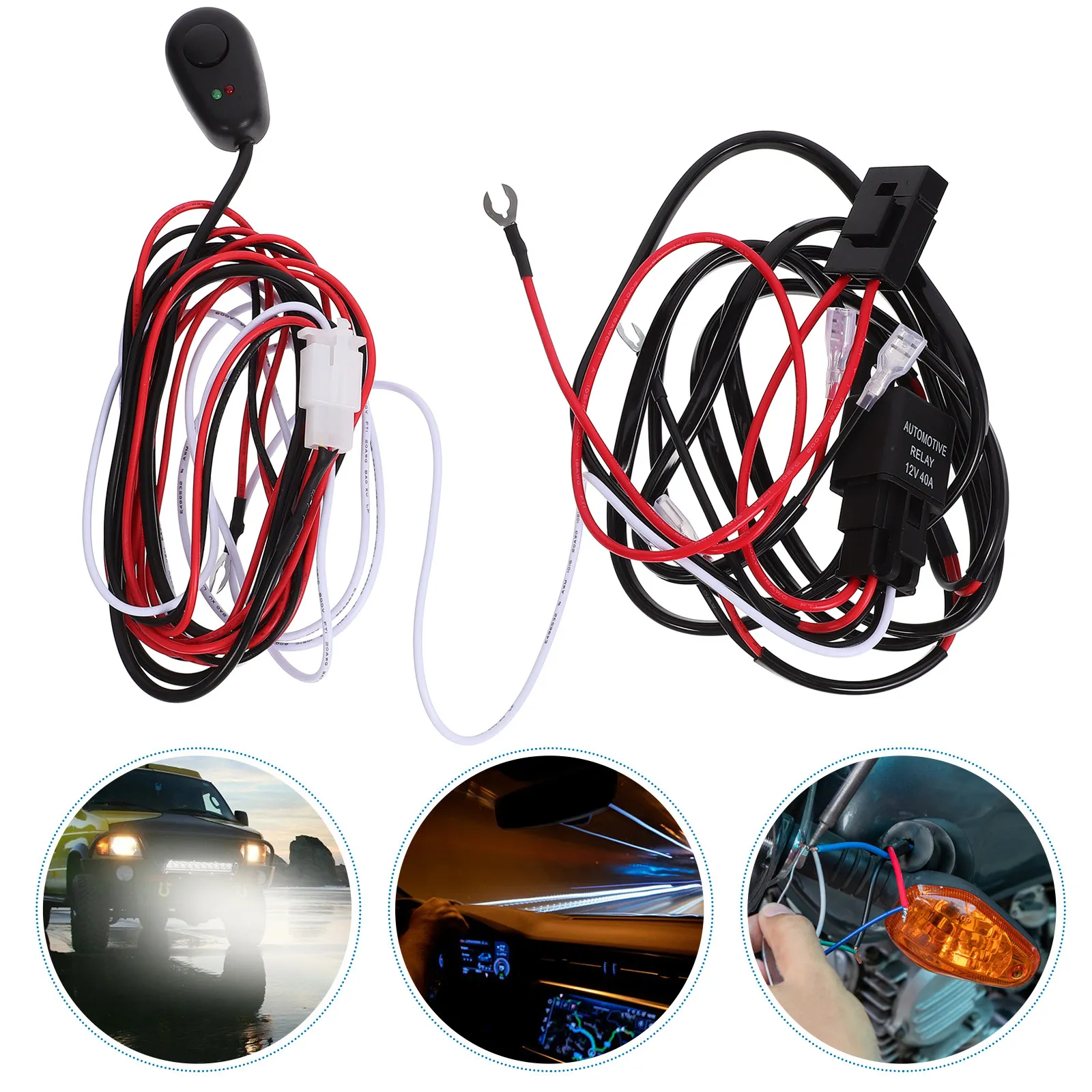 

1Set LED Work Light Wiring Harness Kit Premium 12V Automotive Fog Light Wiring Harness Kit with Switch for Enhanced Night