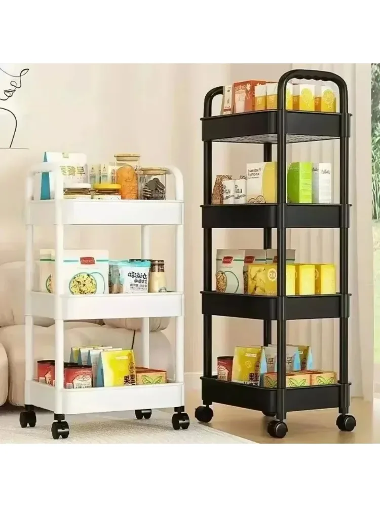 Wheeled storage rack multi-layer trolley floor-standing kitchen bedroom bathroom trolley home storage rack