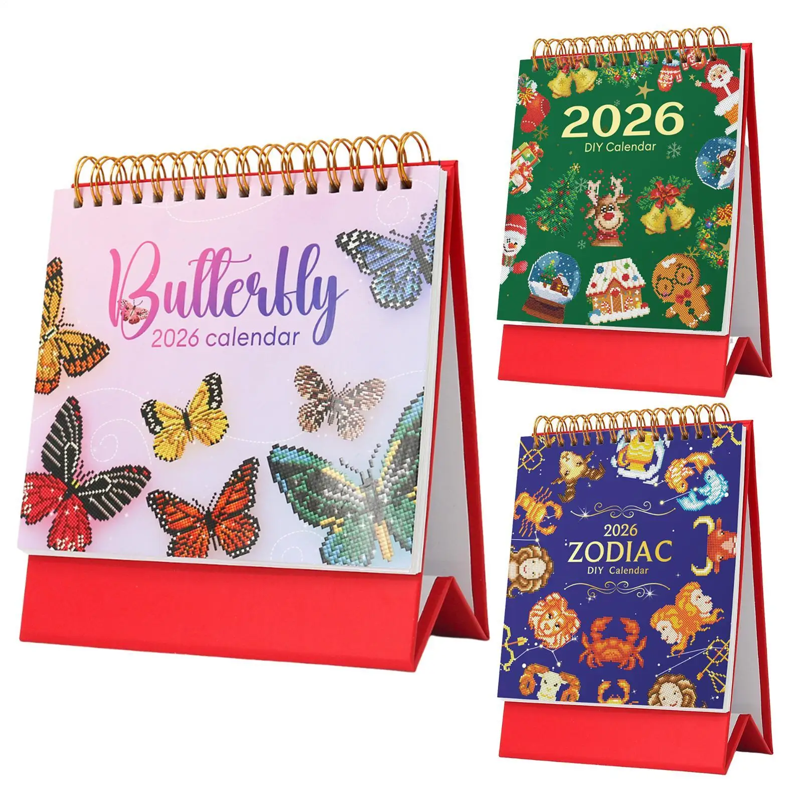 

2026 Diamond Art Painting Desk Calendar DIY Gem Dot Art Painting Desk Calendar Monthly Planner Desktop Ornaments Plan Decoration