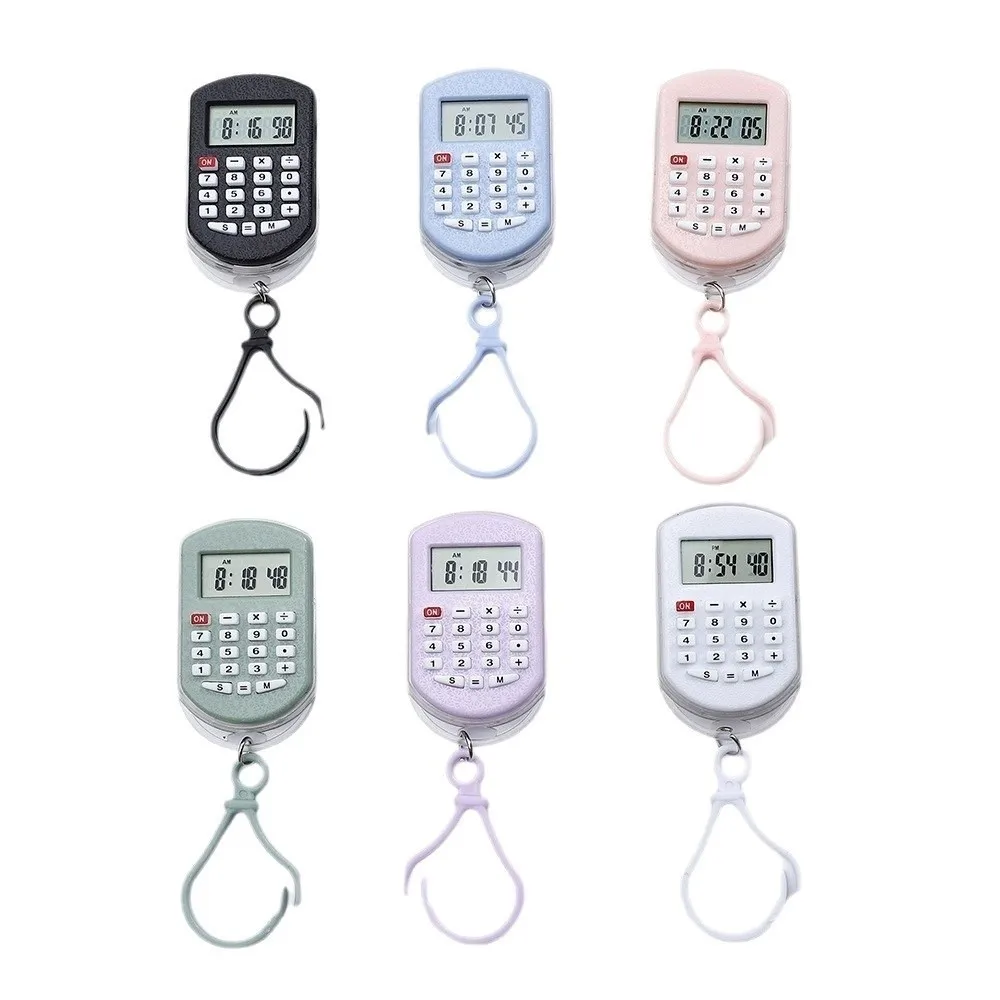 Picture 6: Portable Mini Calculator Time Display Silent Button Electronic Calculator 8 Digits Display Lightweight Keychain Calculator