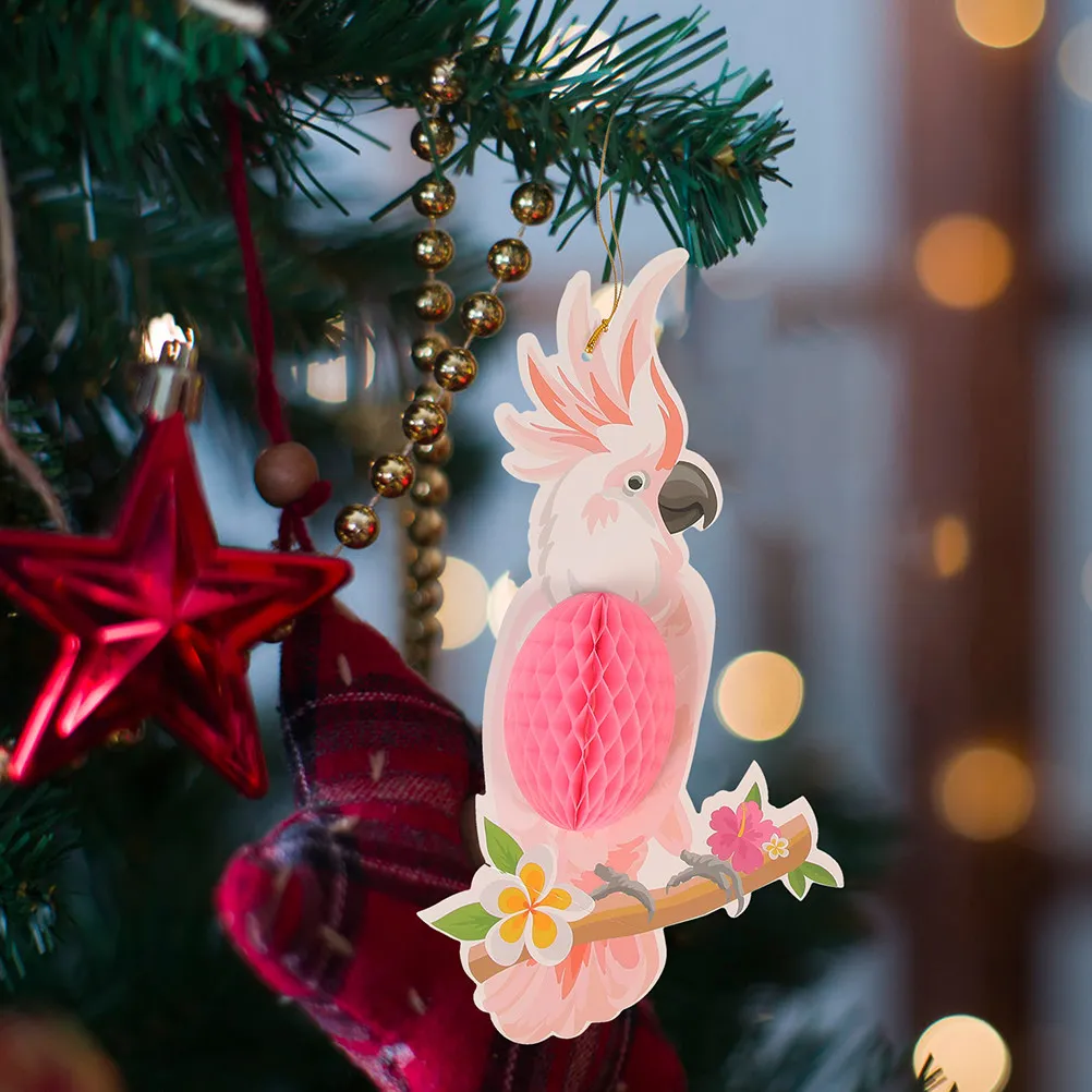 

9pcs Honeycomb Decor Bright Color Hanging nament Paper Bird Pendants Party Paper Bird Pendants Supplies Luau Theme Summer