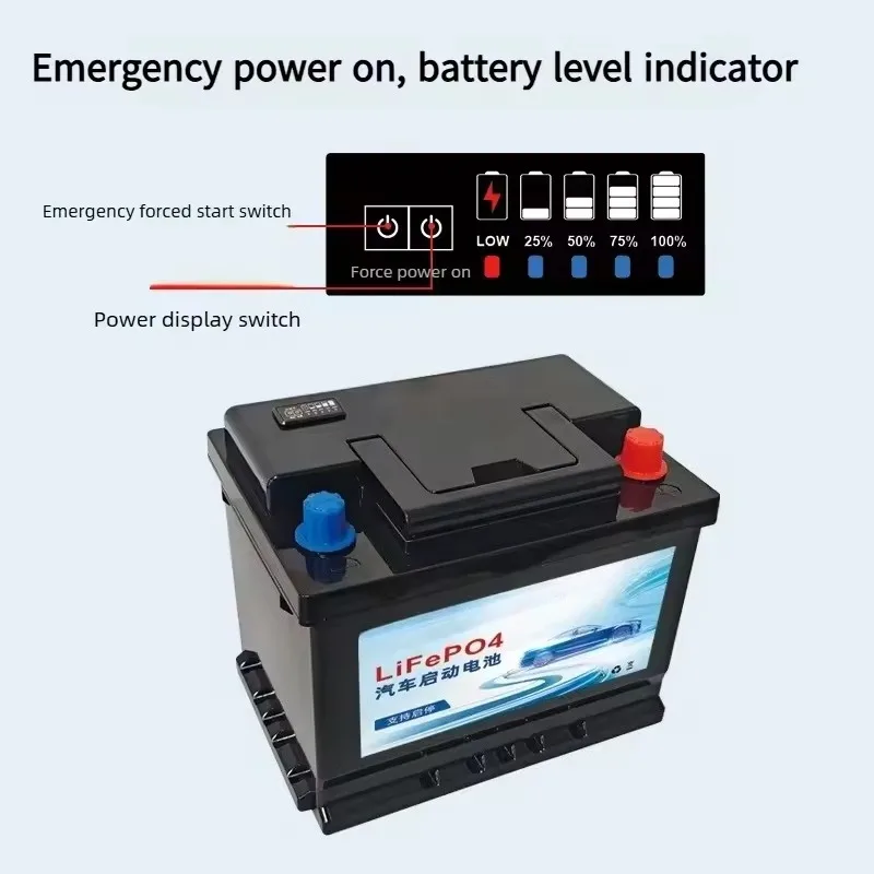 For AGM Start-Stop Car Battery New 12.8V 50~100Ah Maintenance-Free Replacement Lead-Acid To LiFePO4 Starter Power Supply