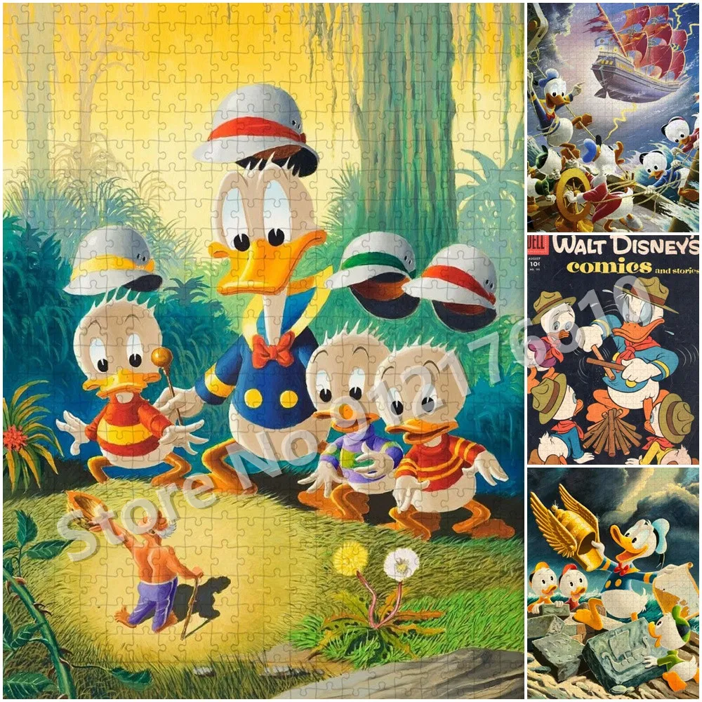 Scrooge McDuck billionaire Duck Jigsaw Puzzle Disney Cartoon Comic DuckTales DIY Decompression Educational Wooden Puzzles Toys