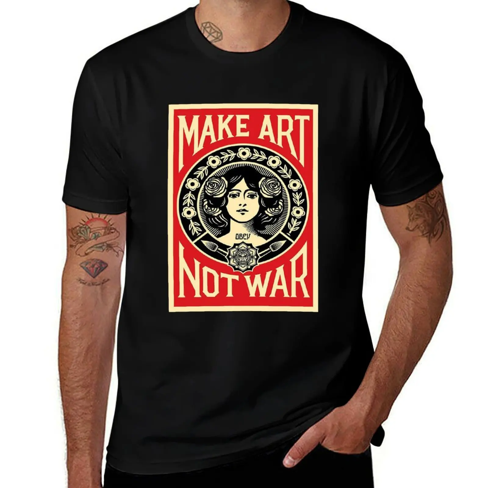 Art by Shepard Fairey, Shepard Fairey Art urbain T-Shirt cotton t shirt pack t shirt man plain T-Shirt